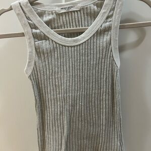 Project Social T Gray Ribbed Sleeveless Top